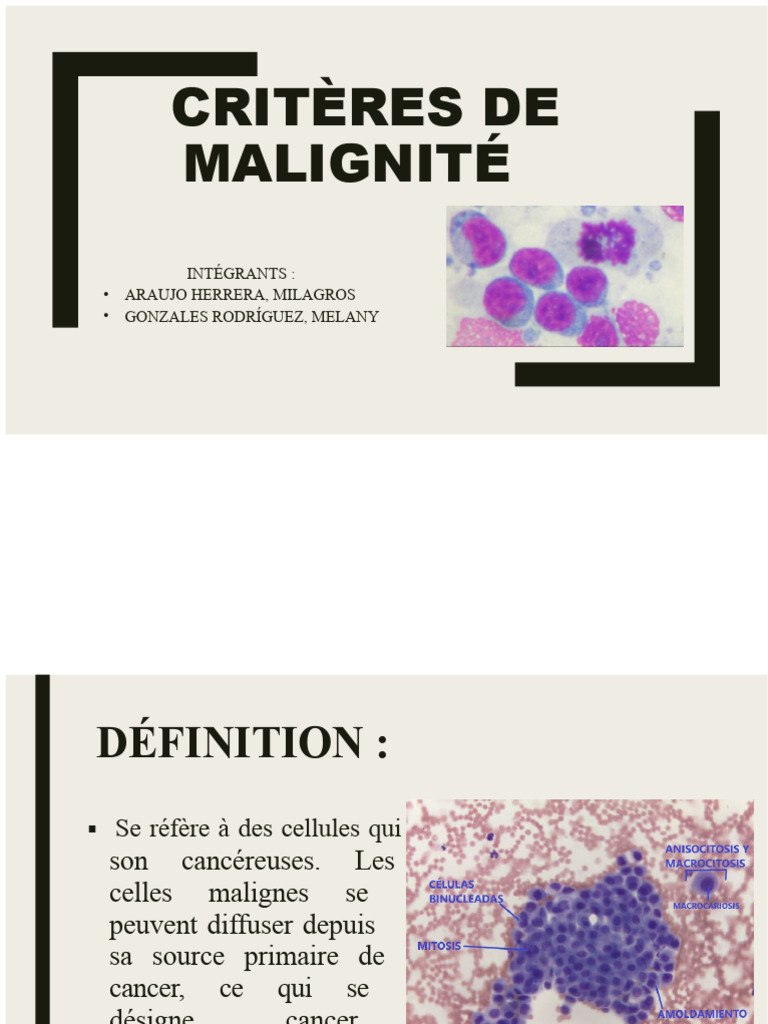 Critères de Malignité des Cellules Cancéreuses | PDF