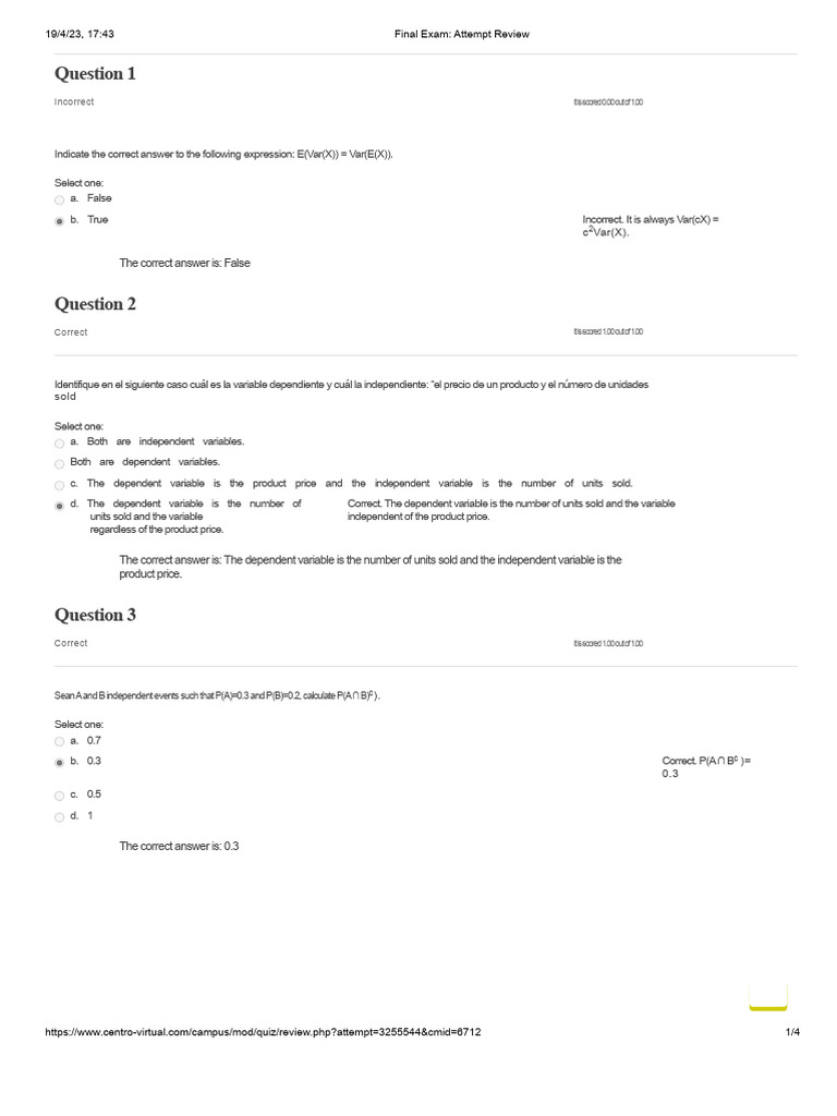 Final Exam Attempt Review Summary | PDF | Quantitative Research | Variance