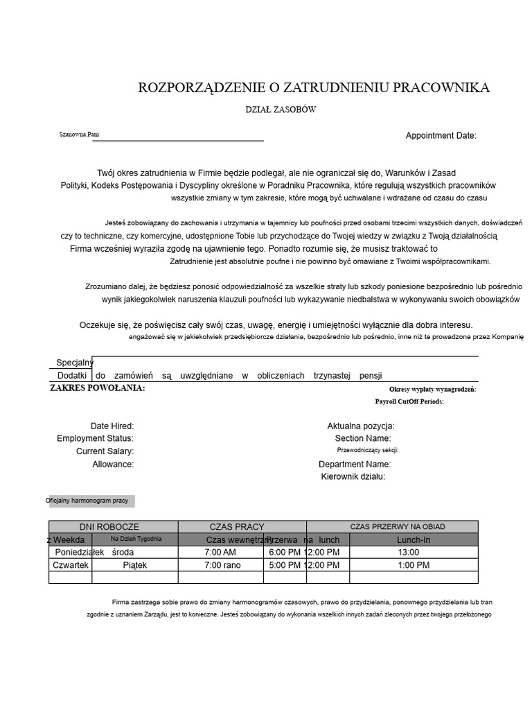 Format Listu Zatrudnienia-1 | PDF
