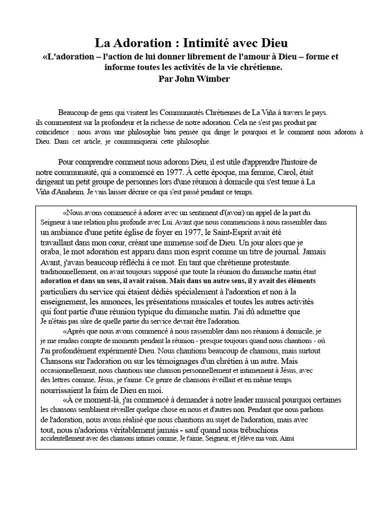 Adoration : Intimité et Philosophie Chrétienne | PDF | Dieu | Amour