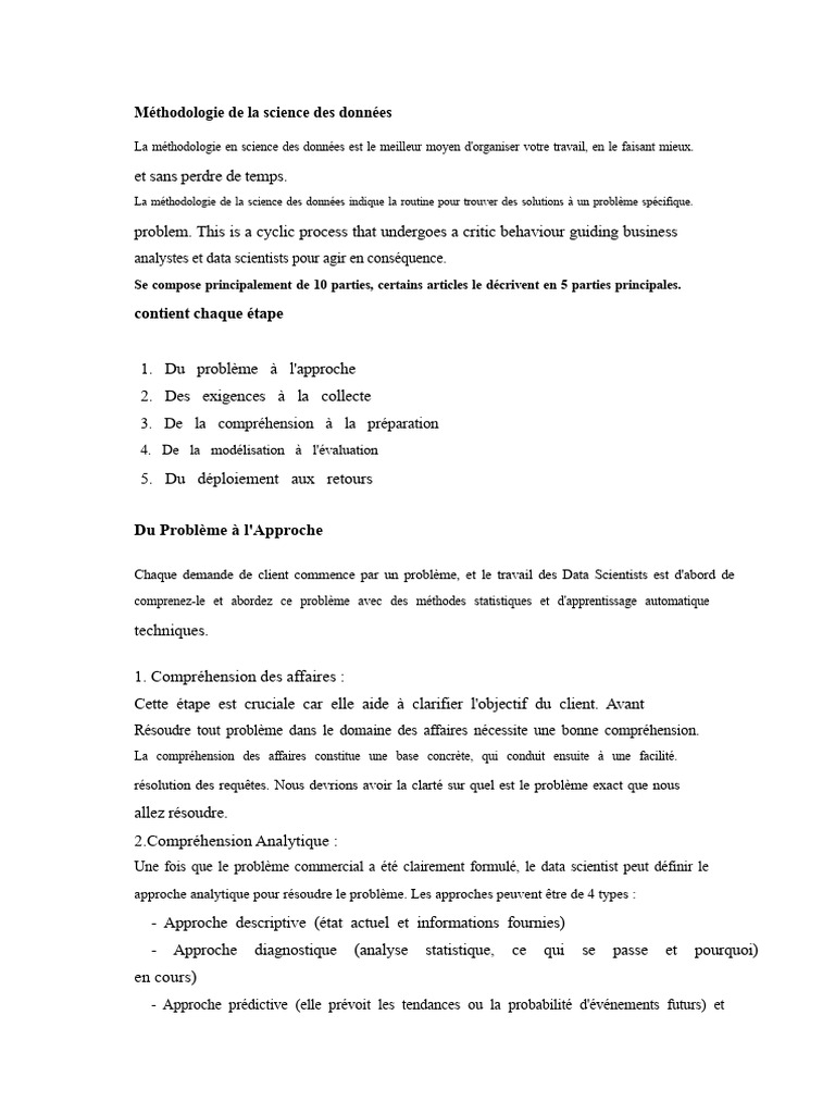 Méthodologie en science des données | PDF | Science des données ...