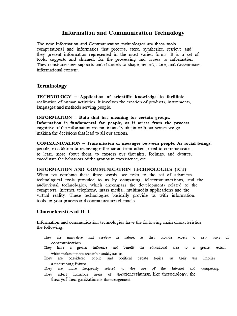 Understanding Information and Communication Technology | PDF ...