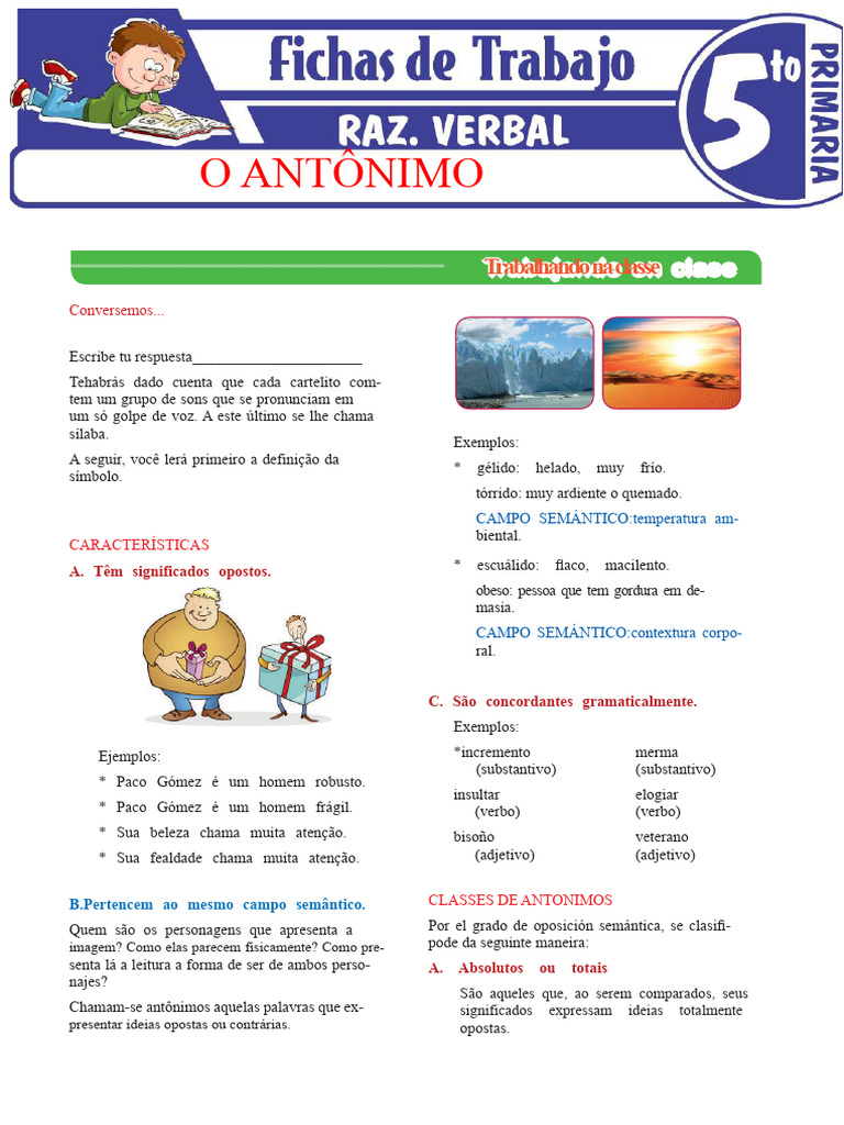 Classes e Exemplos de Antônimos | PDF