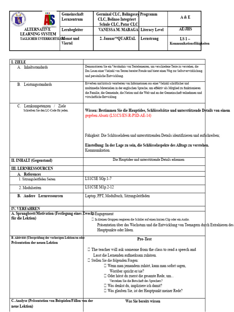 LS1 Eng. DLL Erkennung Der Hauptidee | PDF