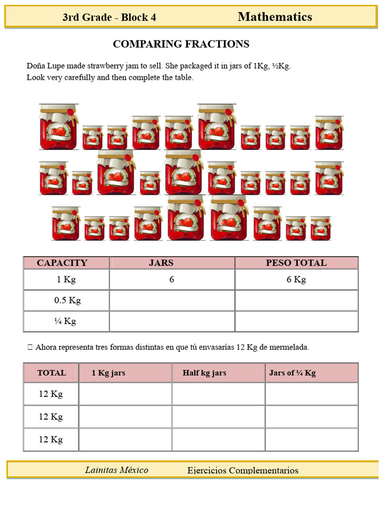 3rd Grade - Mathematics - Comparison of Fractions | PDF