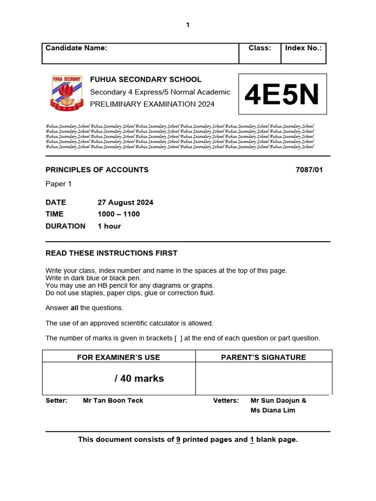2024 Sec 4 POA Prelim Fuhua Secondary With Answer-2 | PDF