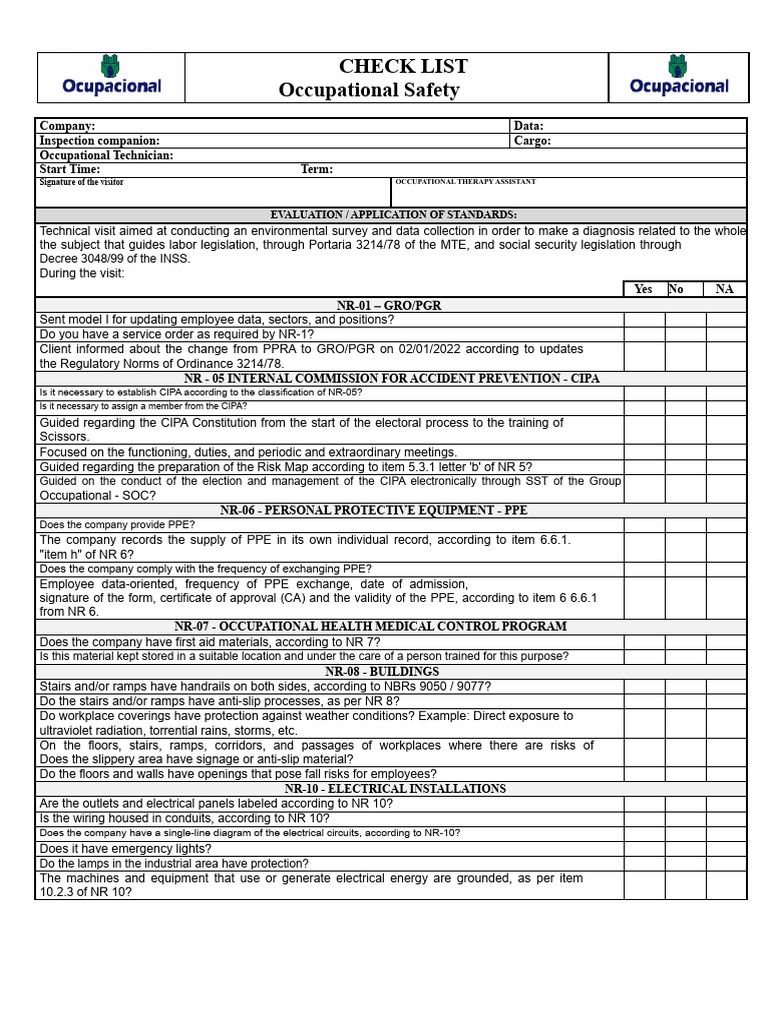 PGR Checklist - Construction | PDF | Occupational Safety And Health ...