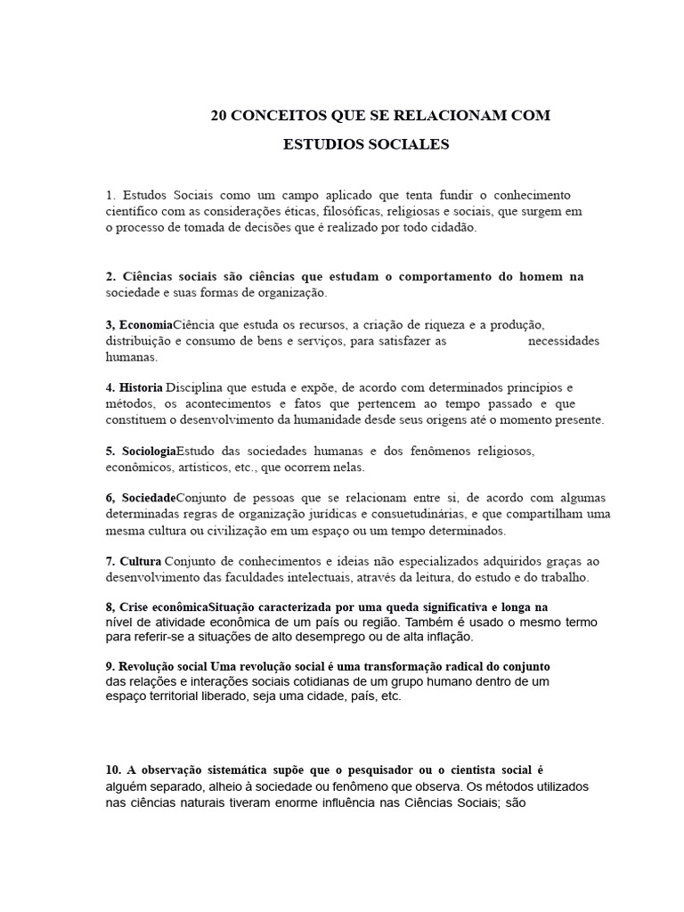 Conceitos Fundamentais em Estudos Sociais | PDF | Science | Sociologia