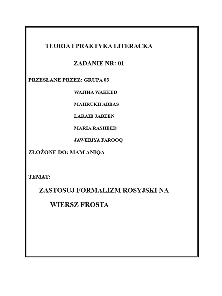 Formalizm Rosyjski | PDF