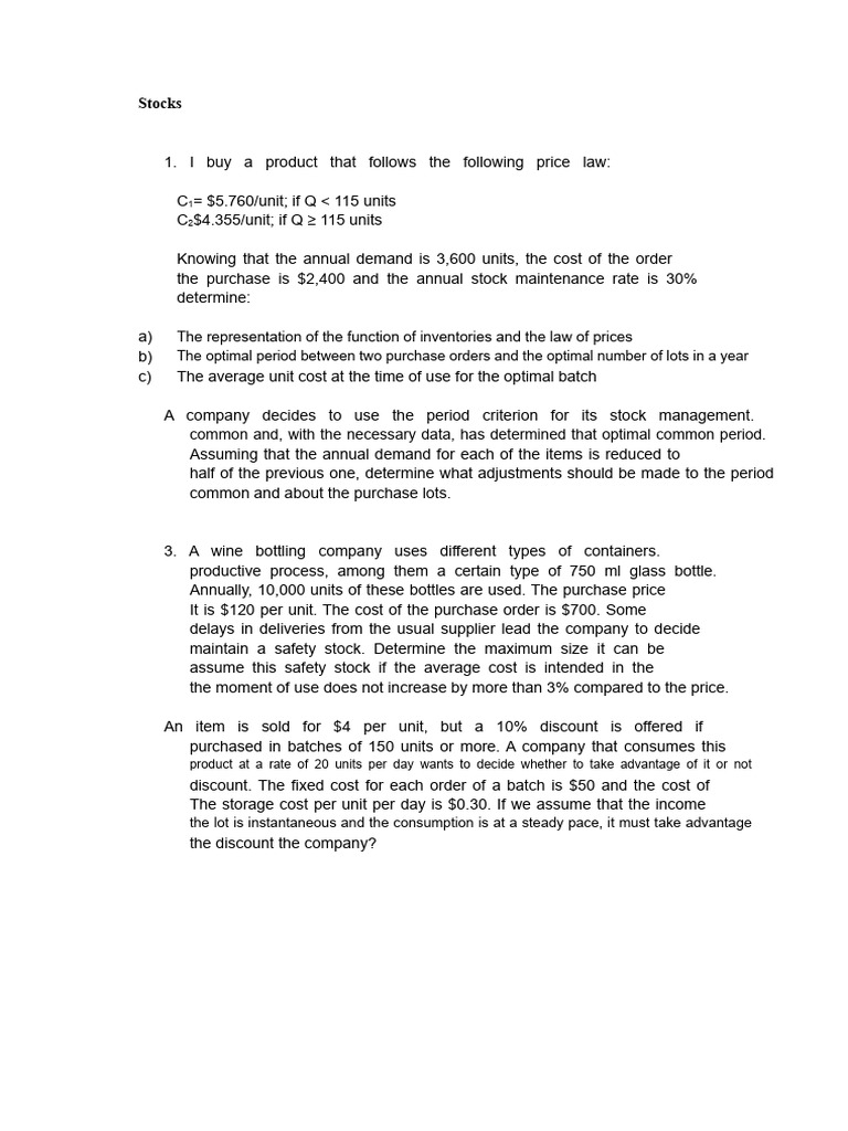 Inventory and Process Management Analysis | PDF