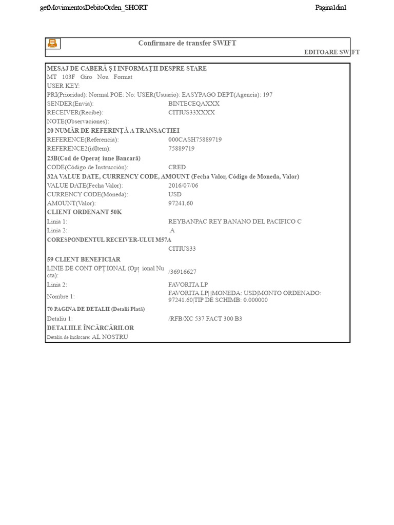 Model Swift de Transfer | PDF