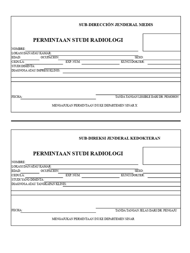 Permintaan Studi Radiologi Medis | PDF