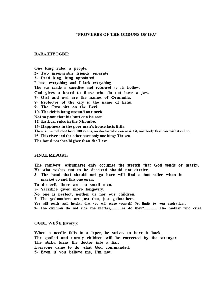 Proverbs from Ifá's Odduns | PDF