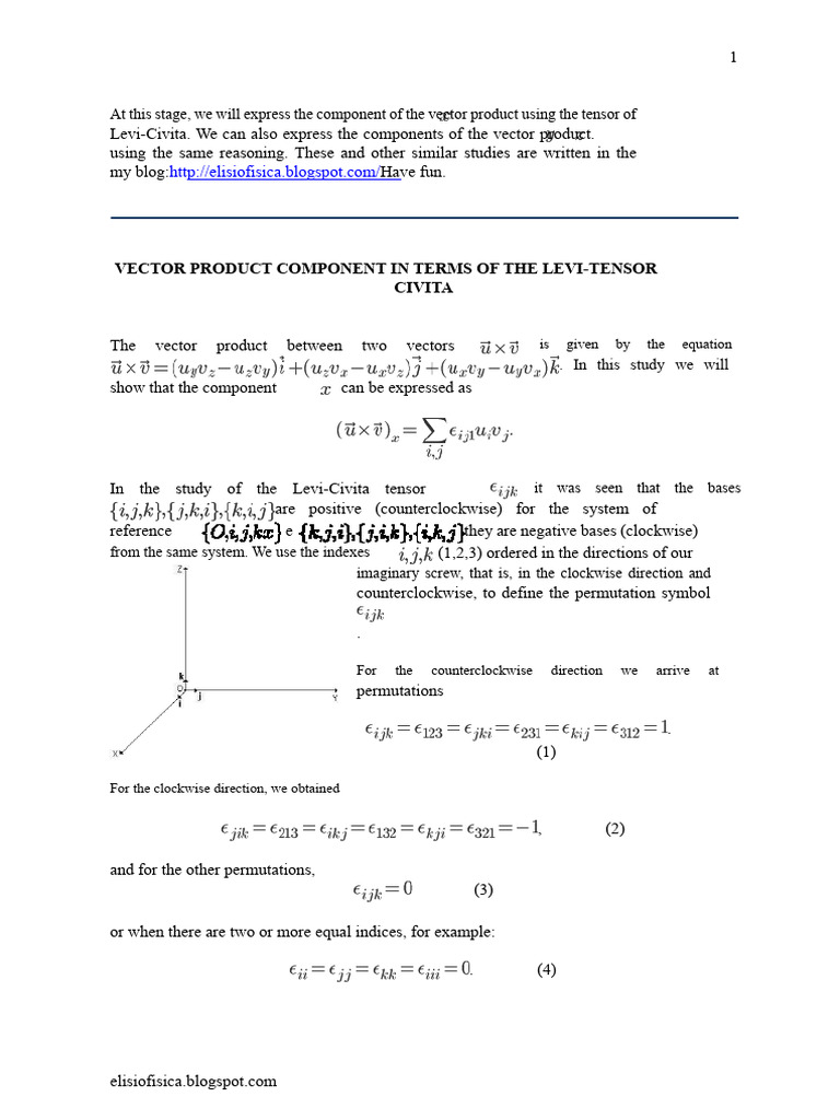 Vector Product via Levi-Civita Tensor | PDF | Tensor | Mathematical Objects