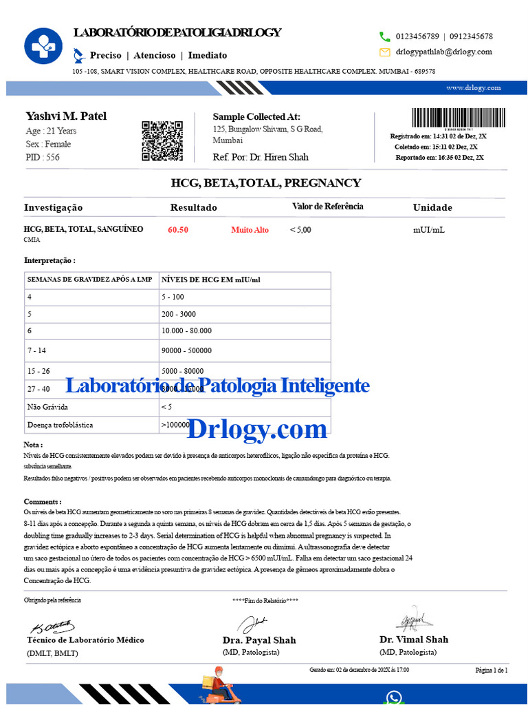Resultados de Beta HCG em Gravidez | PDF | Gravidez | Gonadotrofina ...