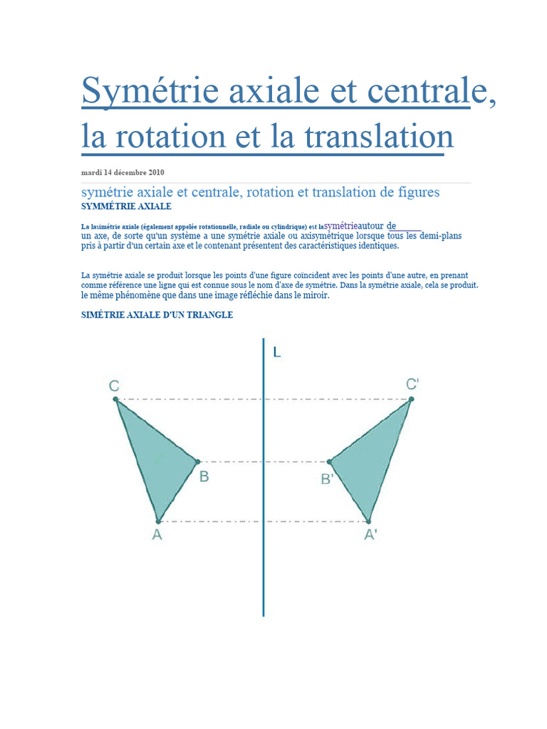 Symétries et transformations géométriques | PDF | Rotation | Symétrie