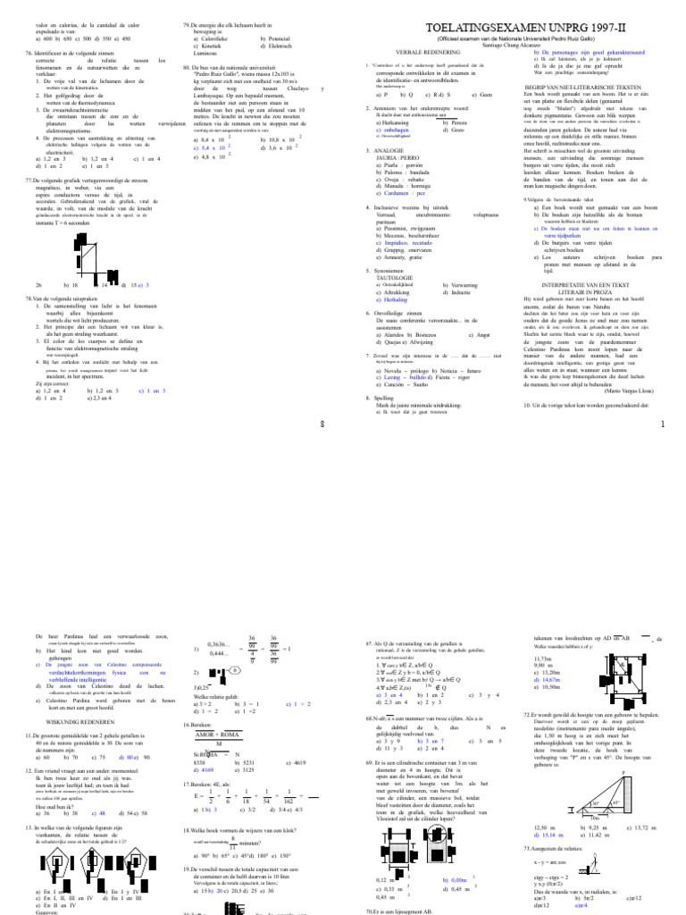 Toelatingsexamen 1997 Ii | PDF