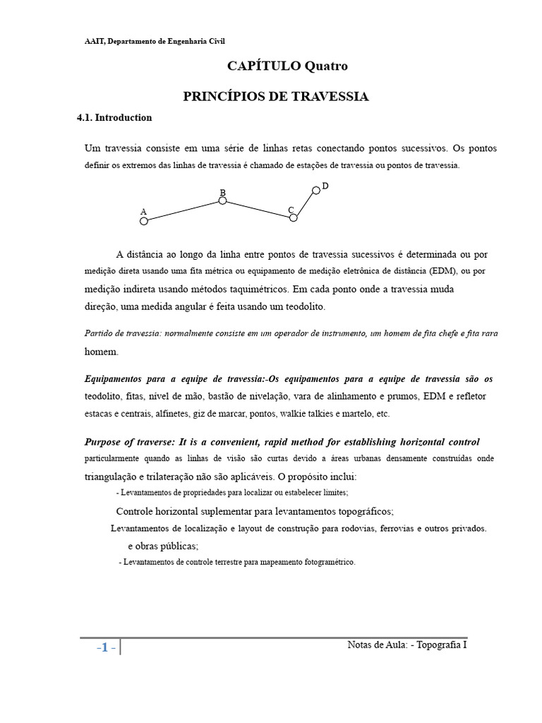 Princípios de Travessia em Topografia | PDF | Latitude | Geometria ...