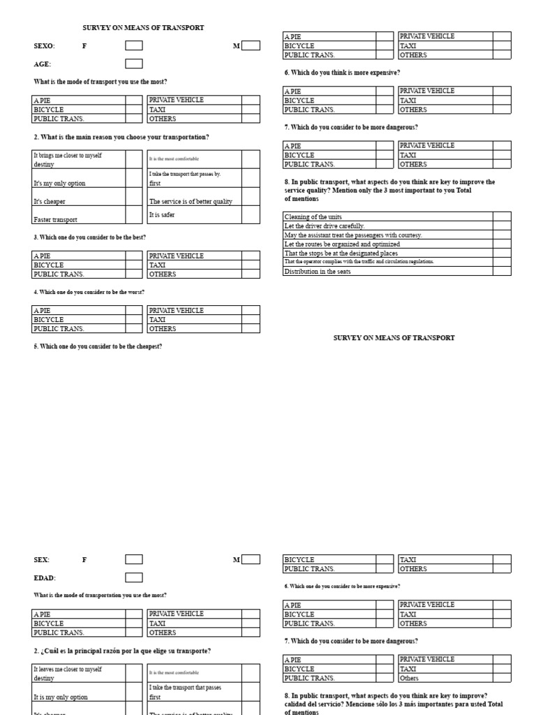 Survey on Transportation Preferences | PDF | Transport | Land Transport