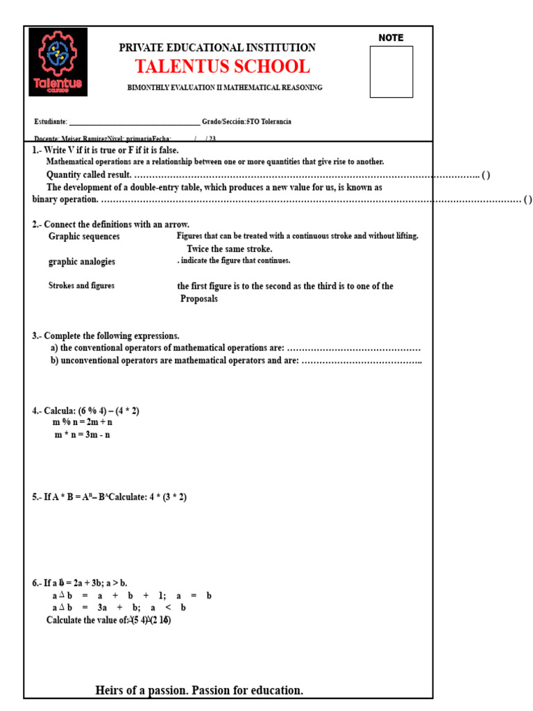BIMESTRAL EXAM II MATHEMATICAL REASONING 5th GRADE | PDF | Mathematics