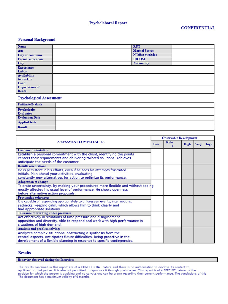 Psycholaboral Assessment Report Summary | PDF | Social Psychology ...