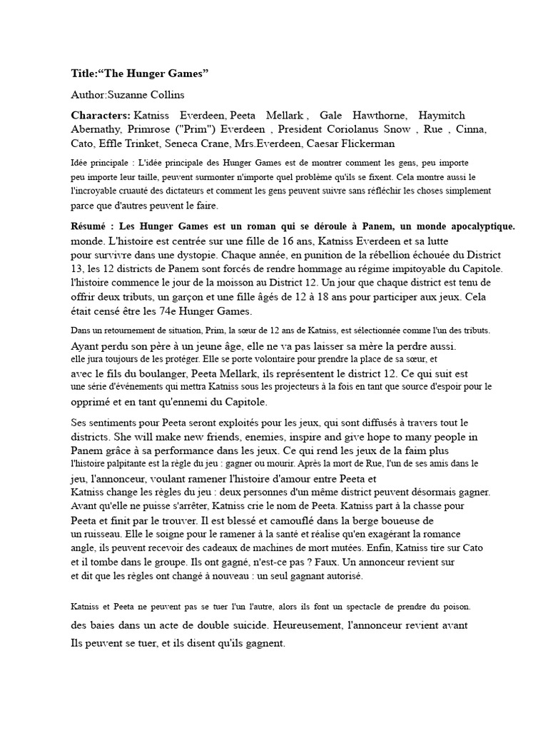 Les Hunger Games : Survie et Rébellion | PDF | Hunger Games (trilogie)