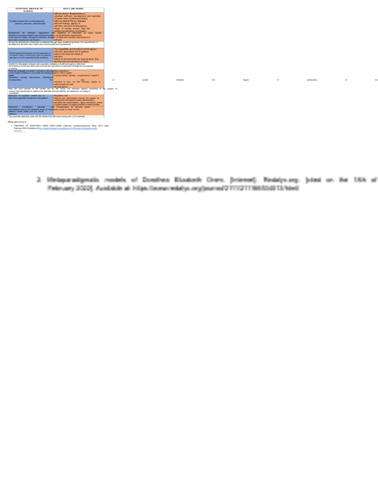 Orem's Model and Nursing Process (PAE) | PDF | Medical Diagnosis | Nursing