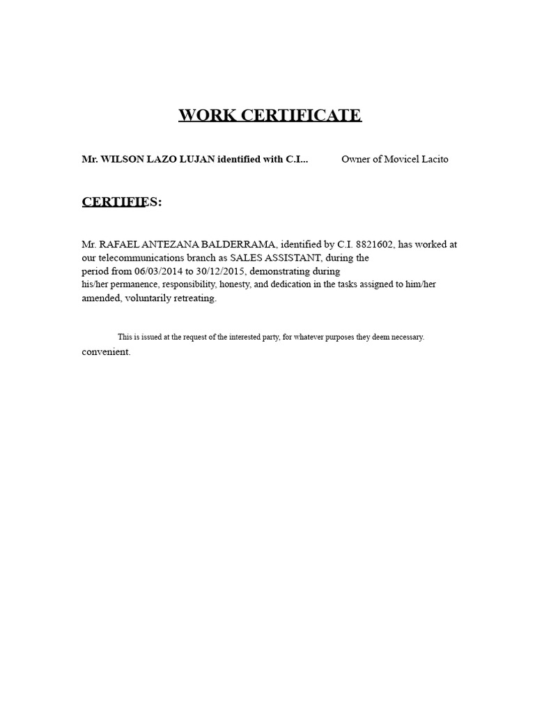 WORK CERTIFICATE Techobol | PDF | Economies | Business
