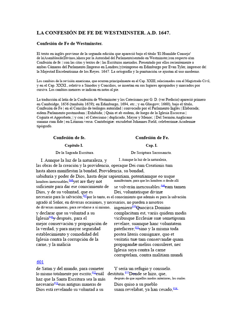 La Confesión de Fe de Westminster Latín PDF Biblia Teología