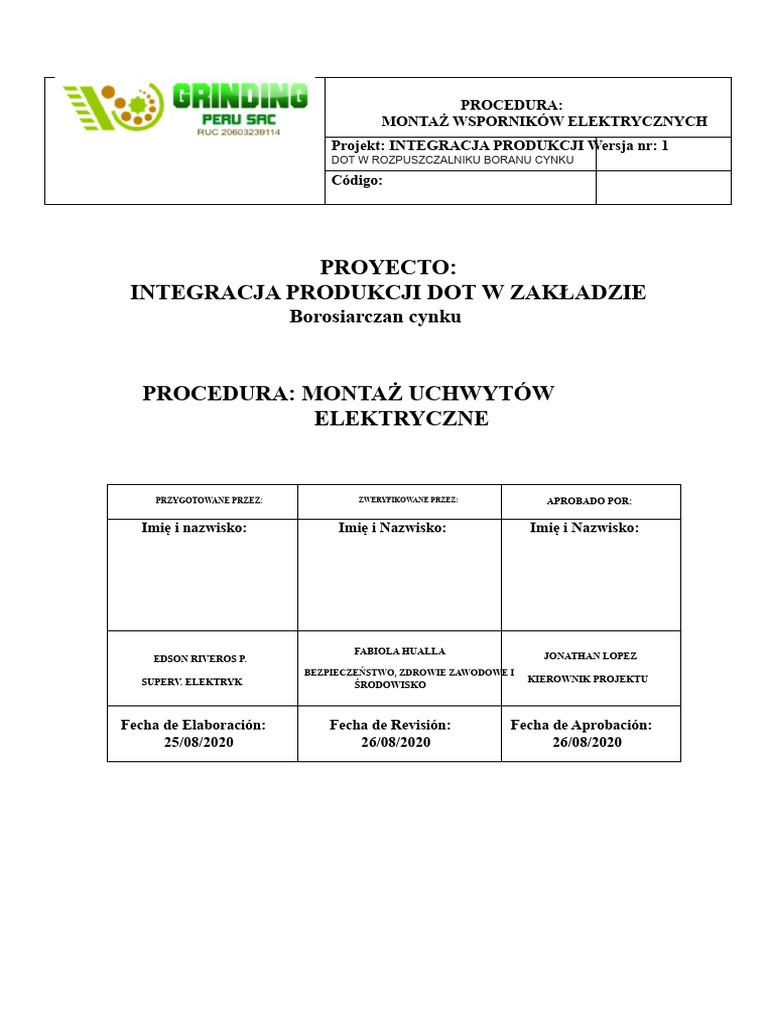 Procedura Ee06 - Montaż Wsporników | PDF