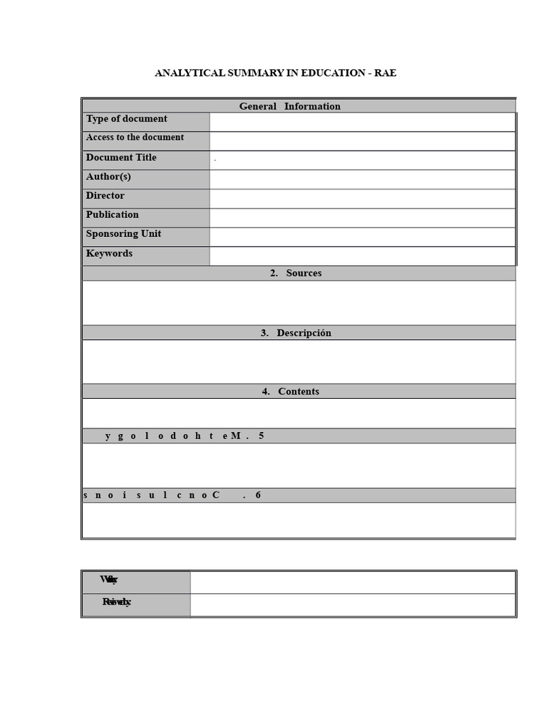 Rae Structure and Table of Contents | PDF