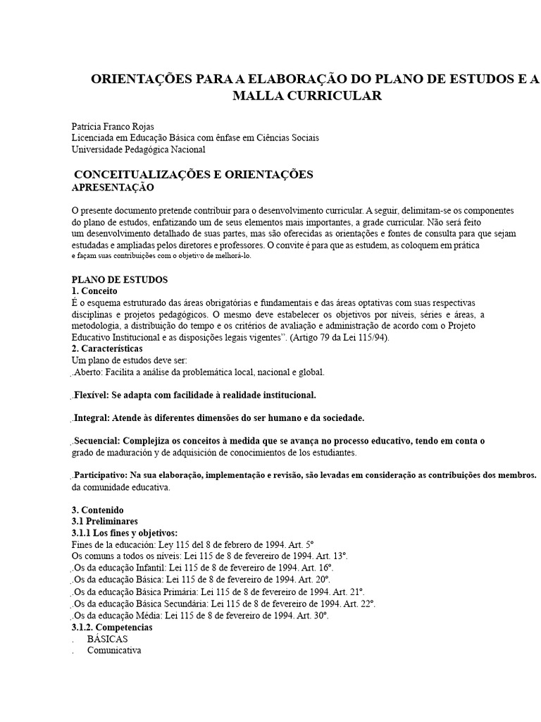 Orientações para Plano de Estudos e Currículo | PDF | Pedagogia ...