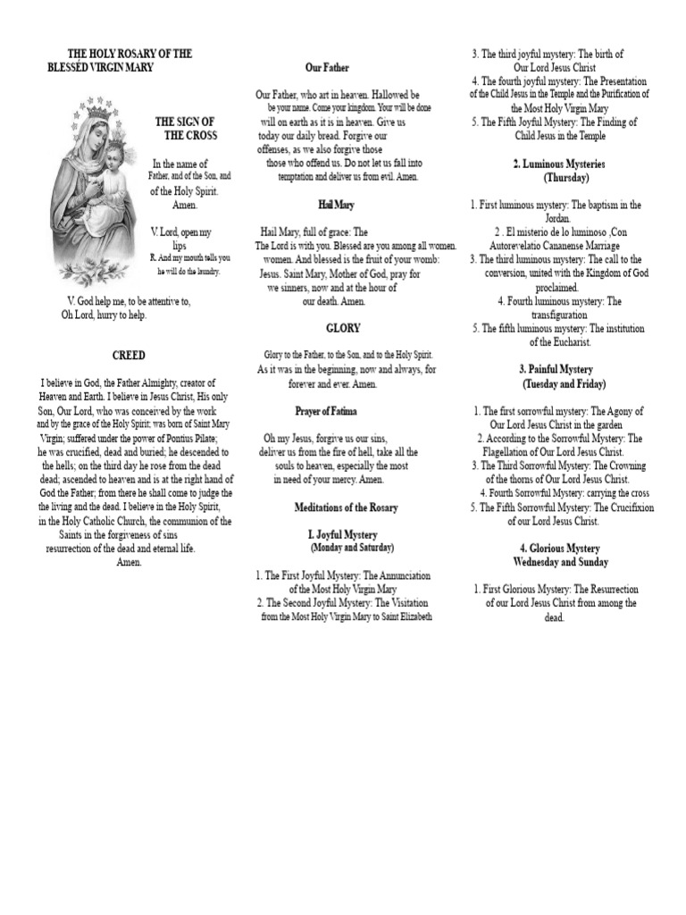 The Holy Rosary of The Blessed Virgin Mary | PDF | Rosary | Mary ...