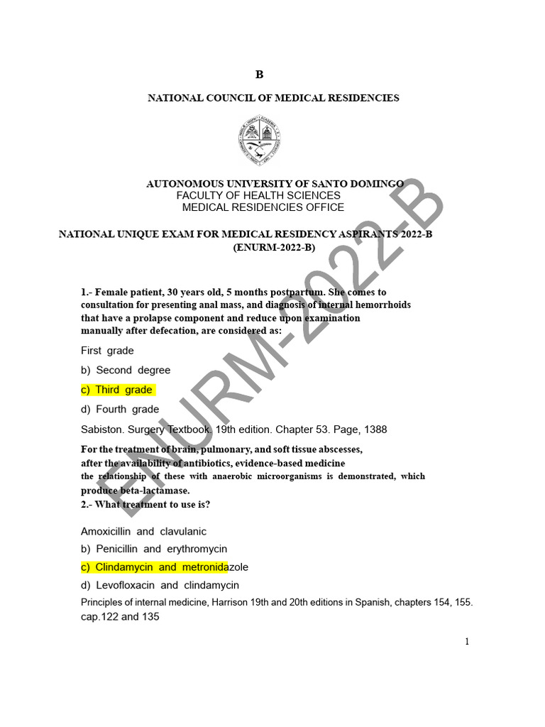 Medical Residency Exam Questions 2022-B | PDF | Anemia | Menstrual Cycle