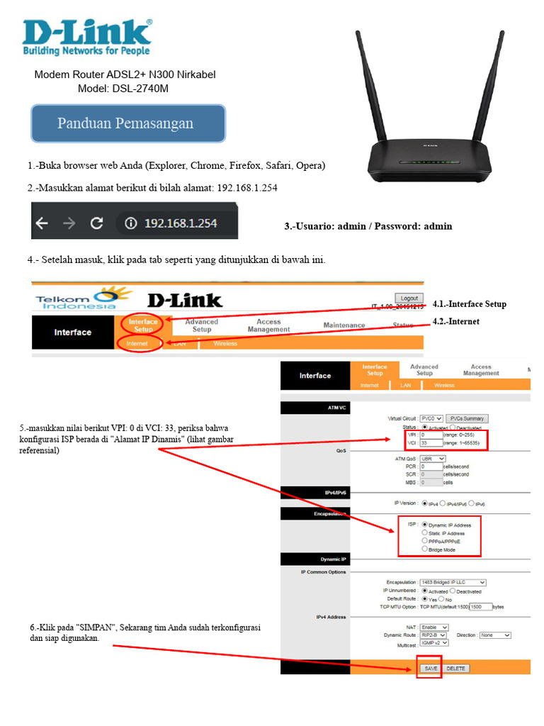 Panduan Konfigurasi Modem DSL-2740M | PDF