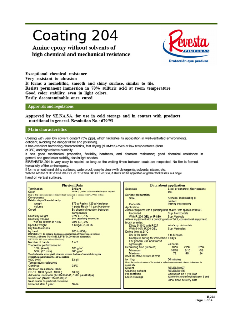 High-Performance Amine Epoxy Coating 204 | PDF | Epoxy | Concrete
