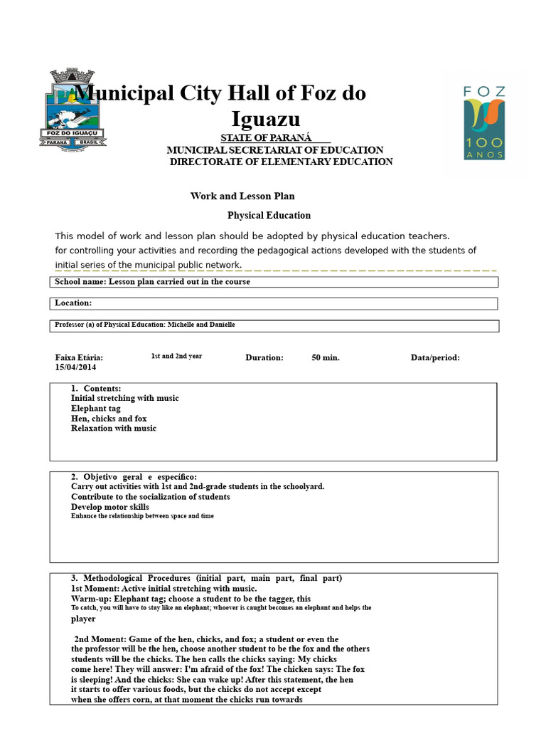 Model of Lesson Plan For Elementary School 1 | PDF | Physical Education ...