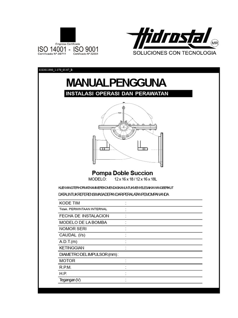 Manual Instalasi Pompa Doble Succion | PDF