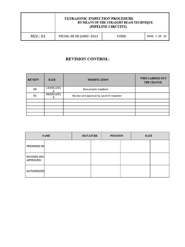 Ultrasonic Inspection Procedure for Pipelines | PDF | Nondestructive ...