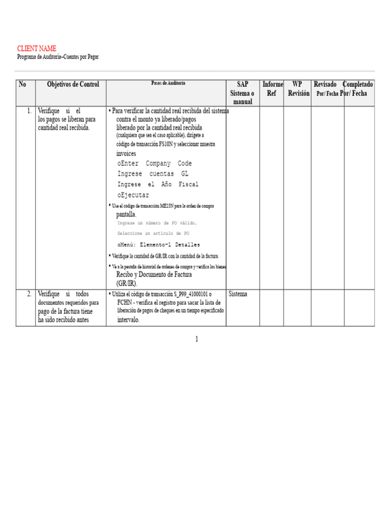 Auditoría de Cuentas por Pagar en SAP | PDF | Cuentas por pagar | Auditoría