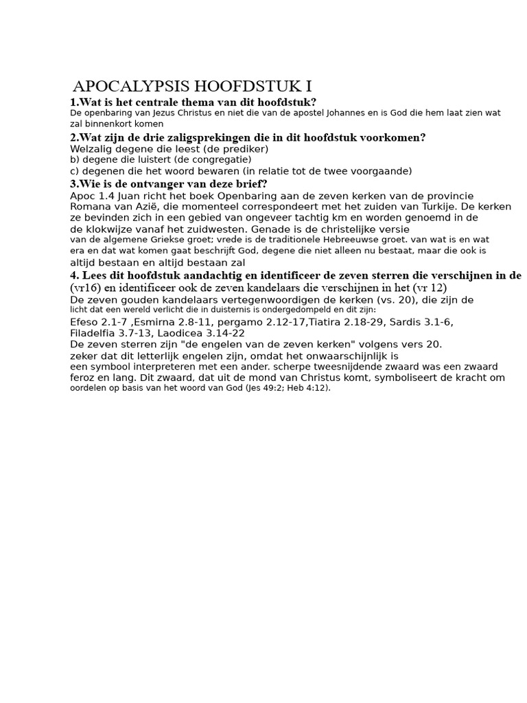 Apocalyps Hoofdstuk 1-22 | PDF