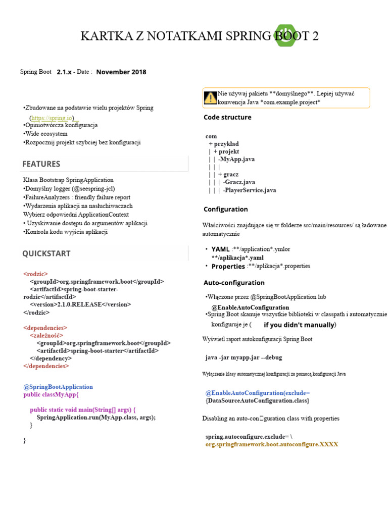 Ściąga Do Spring Boot 2 | PDF
