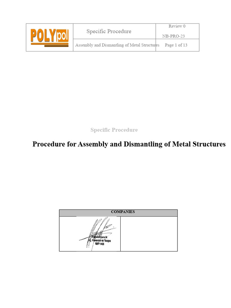 Metal Structure Assembly Procedure Guide | PDF | Occupational Safety ...