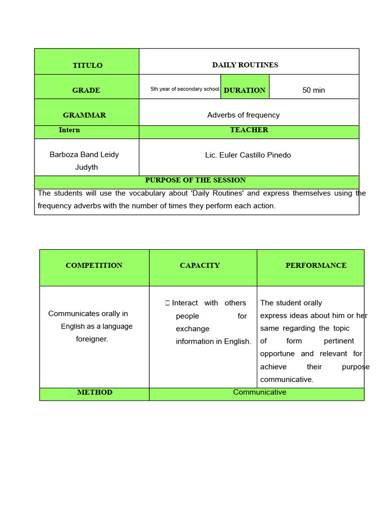 COMPLETE LESSON - Daily Routines | PDF | Teachers | Vocabulary