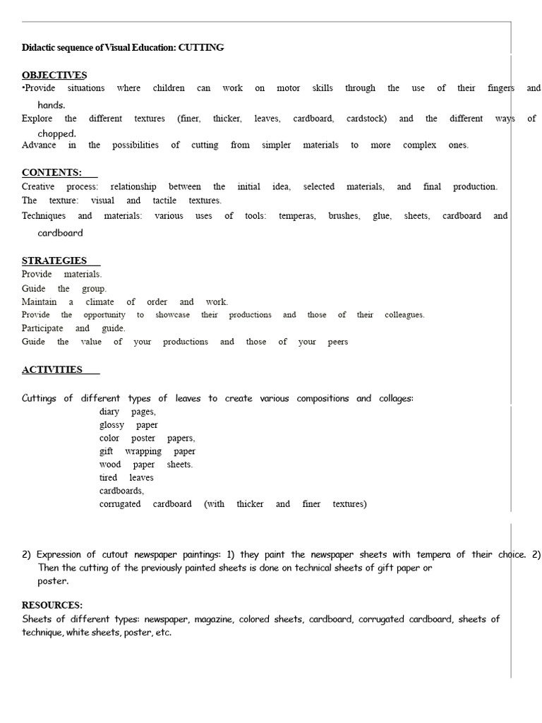 Teaching Sequence of Visual Education | PDF