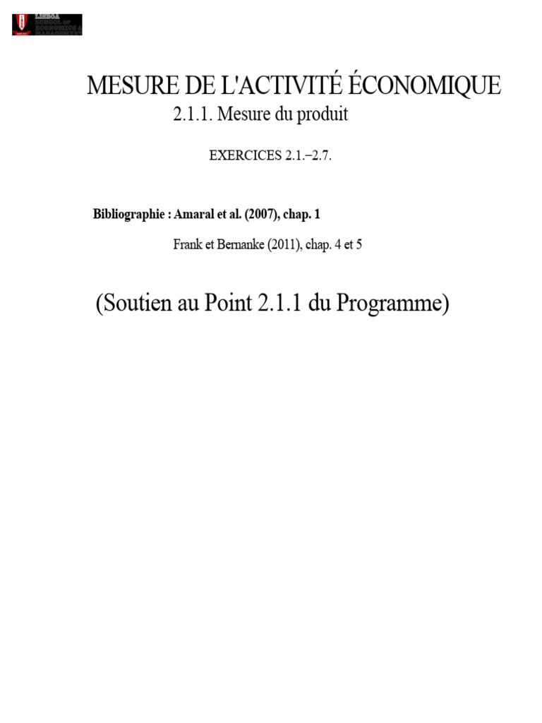 Mesure de l'Activité Économique et PIB | PDF | Produit intérieur brut ...