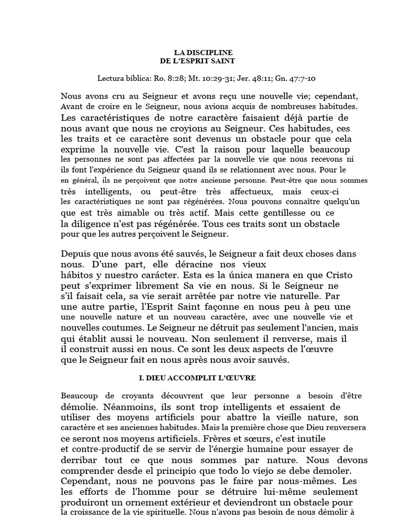 Discipline de l'Esprit Saint et Transformation | PDF | Dieu | Saint-Esprit