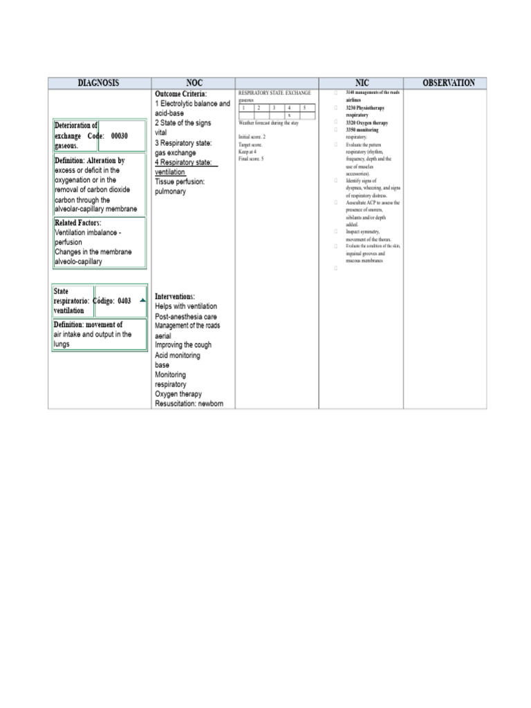 Diagnosis Nic Noc Nursing | PDF | Respiratory System | Breathing
