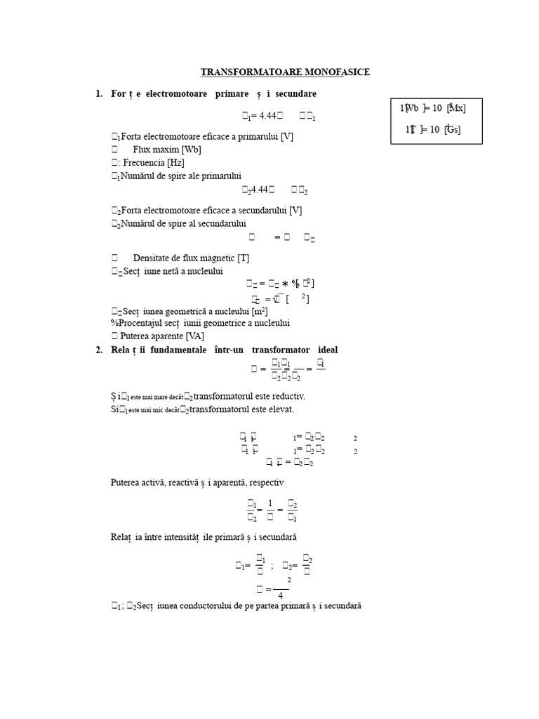 Formulare Transformatori | PDF