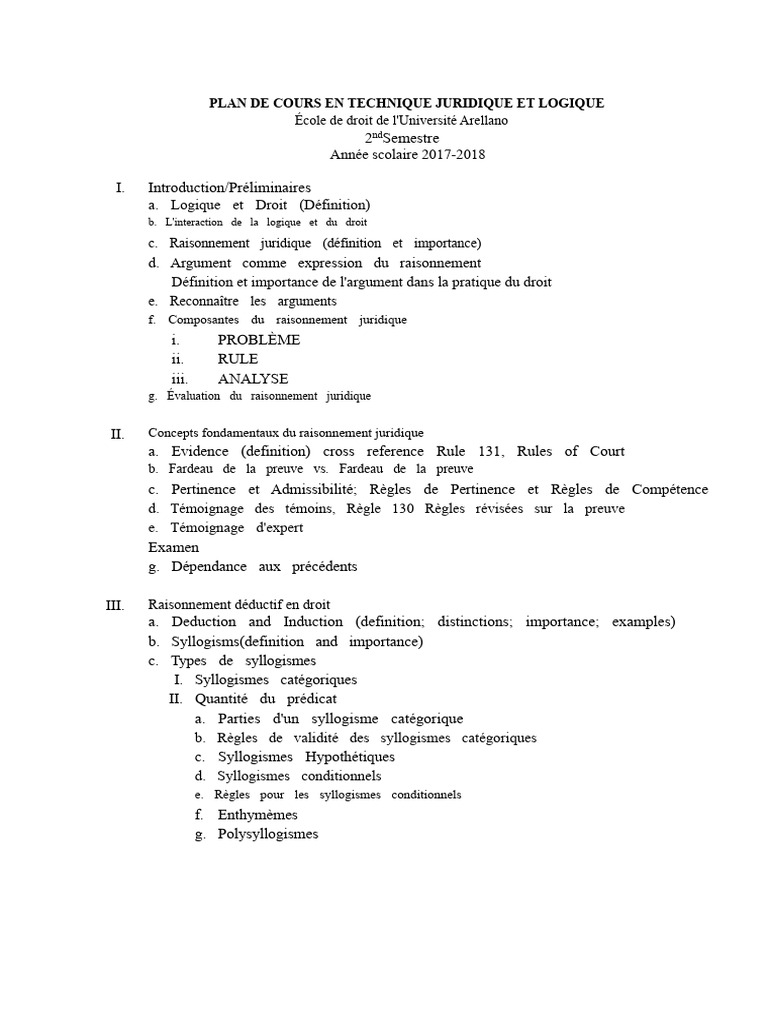 Techniques de Raisonnement Juridique | PDF | Raison | Logique